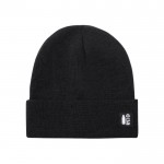 Gorro de punto en poliéster RPET con dobladillo en frontal color negro primera vista
