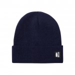 Gorro de punto en poliéster RPET con dobladillo en frontal color azul marino primera vista