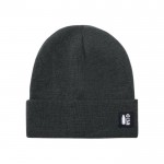 Gorro de punto en poliéster RPET con dobladillo en frontal color gris primera vista