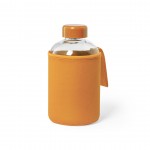 Bidón de cristal con funda de softshell color naranja