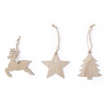 Set de adornos navideños de madera color madera clara vista principal