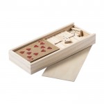 Set de juegos dominó y baraja de naipes color madera tercera vista