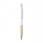 Bolígrafo táctil de aluminio y bambú color blanco vista principal