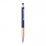 Bolígrafo táctil de aluminio y bambú color azul marino vista principal