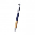 Bolígrafos bambú y aluminio con pulsador color azul marino tercera vista