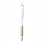 Bolígrafos bambú y aluminio con pulsador color blanco vista principal
