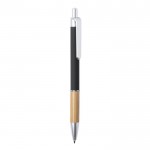 Bolígrafos bambú y aluminio con pulsador color negro vista principal
