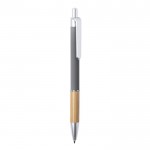 Bolígrafos bambú y aluminio con pulsador color gris vista principal