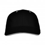 Gorra de algodón de 6 paneles con cierre de velcro trasero color negro segunda vista