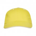 Gorra de algodón de 6 paneles con cierre de velcro trasero color amarillo segunda vista