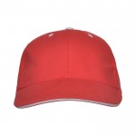 Gorra de algodón de 6 paneles con cierre de velcro trasero color rojo segunda vista