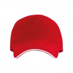 Gorra de 5 paneles con visera a contraste de algodón 170 g/m2 color rojo segunda vista