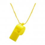 Clásico silbato de plástico colgante con cuerda a juego color amarillo primera vista