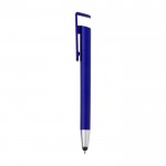 Bolígrafo metalizado táctil con soporte para móvil tinta azul color azul segunda vista