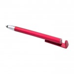 Bolígrafo metalizado táctil con soporte para móvil tinta azul color rojo séptima vista