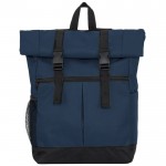 Mochila de poliéster 900D con tapa enrollable y cintas de cierre color azul marino segunda vista