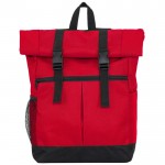 Mochila de poliéster 900D con tapa enrollable y cintas de cierre color rojo segunda vista