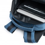 Mochila de poliéster reciclado 600D con bolsillo principal para portátil color azul real vista detalle 2