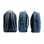 Mochila de poliéster reciclado 600D con bolsillo principal para portátil color azul real vista detalle 4