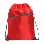 Mochila de cuerdas multiusos con bolsillo con cremallera frontal color rojo segunda vista