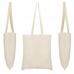 Bolsa de algodón natural con asa larga 140 g/m2 vista detalle 3