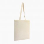 Bolsa de algodón natural con asa larga 140 g/m2 color natural primera vista de uso