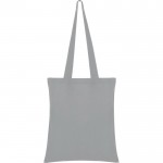 Bolsa de tejido algodón con asa larga en diversos colores color gris primera vista de uso