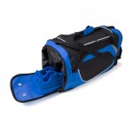 Bolsa de deporte de poliéster 600D con sección para zapatos color azul tercera vista