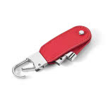 Llavero usb de piel con mosquetón color rojo