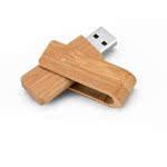 Usb giratorio de madera de bambú color madera oscura