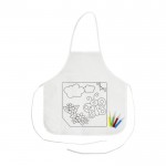 Delantal para niños con 4 rotuladores para colorear 80 g/m2 color blanco primera vista