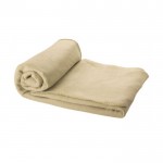 Manta de forro polar con funda color beige