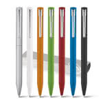 Bolígrafo corporativo de atractivo diseño color plateado mate vista productos