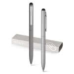 Atractivo bolígrafo de aluminio con puntero color plateado mate vista productos