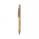 Bolígrafo de bambú con clip de metal en acabado gris tinta azul color natural imagen con logo 3