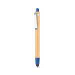 Bolígrafos táctiles personalizables bambú color azul real
