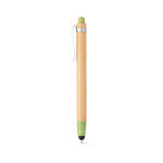 Bolígrafos táctiles personalizables bambú color verde claro