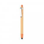 Bolígrafos táctiles personalizables bambú color naranja