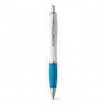 Bolígrafo de cuerpo blanco con detalle a color color azul claro