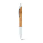Bolígrafo de madera con agarre de goma color blanco