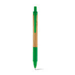 Bolígrafo de madera con agarre de goma color verde impreso