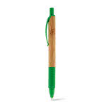 Bolígrafo de madera con agarre de goma color verde