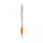 Bolígrafo de plástico blanco con detalle de color tinta azul color naranja segunda vista