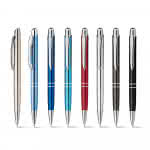 Bolígrafos acabado metálico color azul claro vista colores