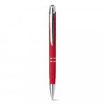 Bolígrafo con acabado de goma suave color rojo