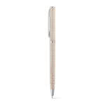 Bolígrafos de paja de trigo con clip color madera clara con impresión
