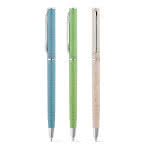 Bolígrafos de paja de trigo con clip color azul claro vista colores