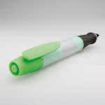 Bolígrafo con marcador y clips propaganda color verde claro con impresión