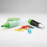 Bolígrafo con marcador y clips propaganda color verde claro segunda vista