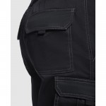 Bermuda corta de poliéster y algodón con bolsillos 250 g/m2 Roly Vitara color negro vista detalle 2